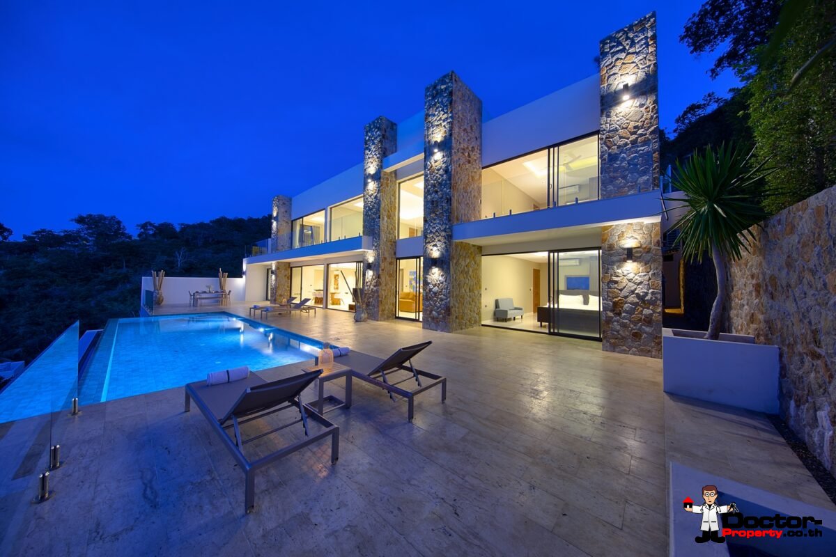 New 4 Bedroom Villa with Sea View in Bo Phut Hills, Koh Samui - For Sale